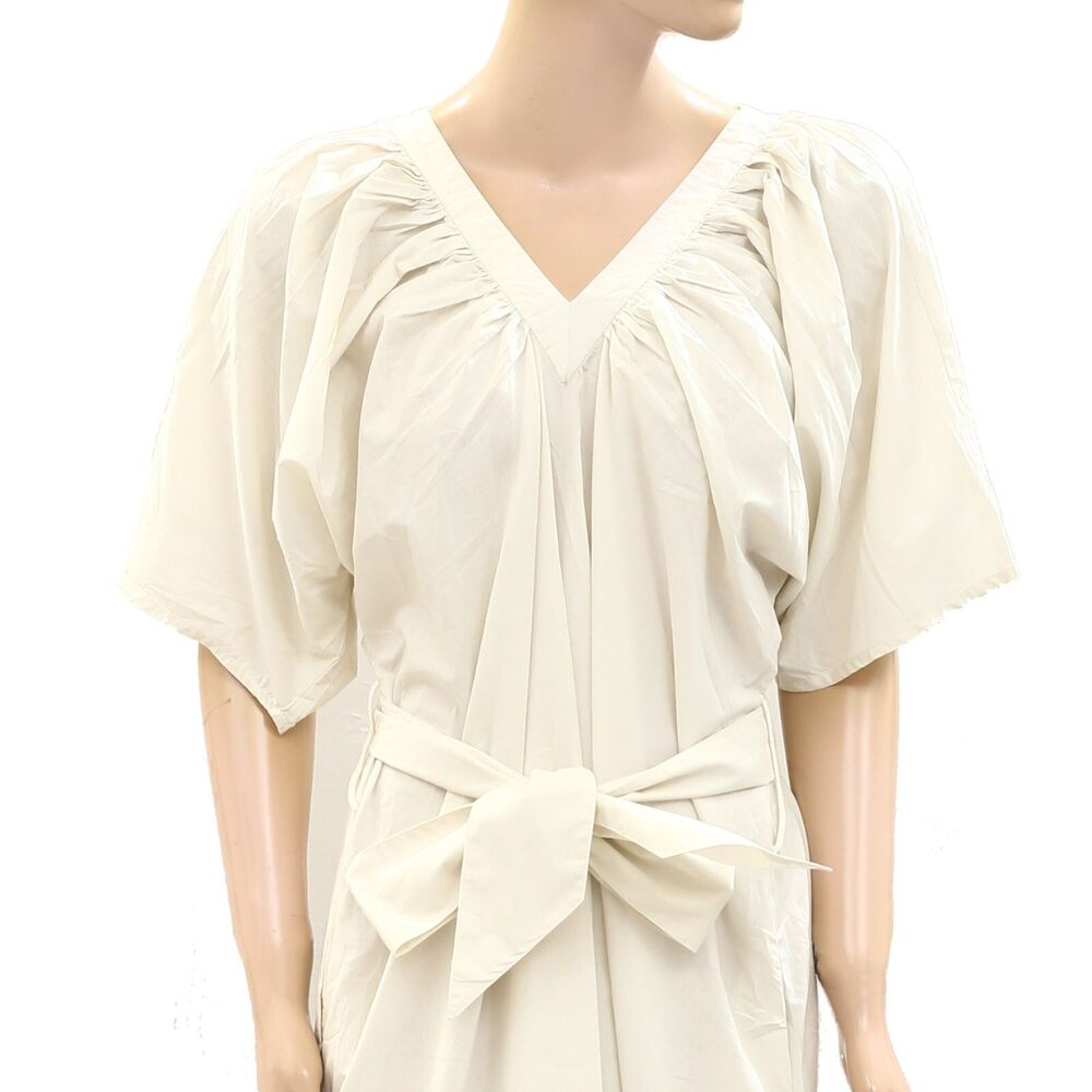 Merlette Lante Solid Midi Dress Kimono Resort Cotton Poplin Resort XS 277514 - Picture 2 of 4